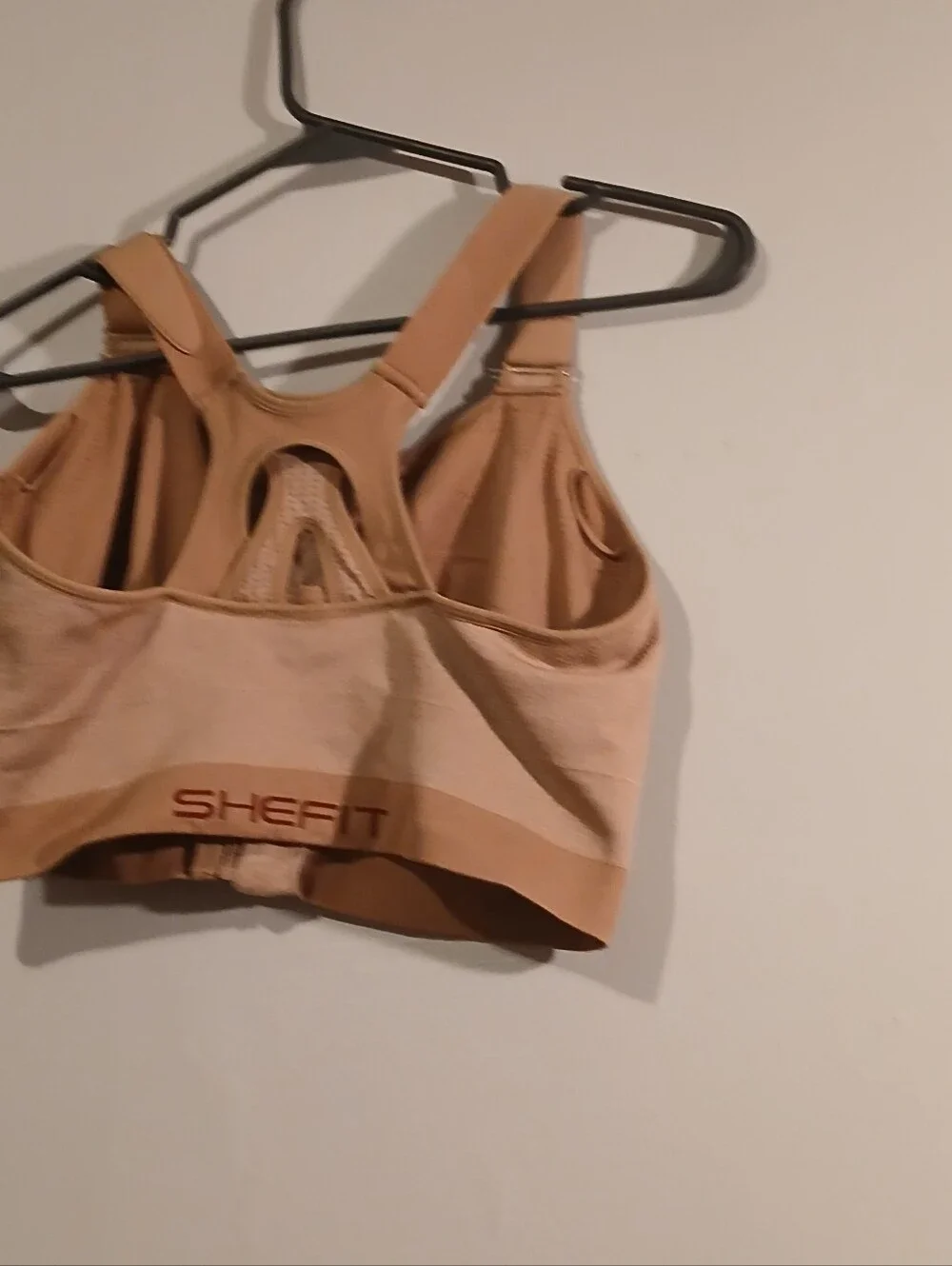 Shefit Womens Tan Sports Bra. Size 5 Luxe. Front Zip